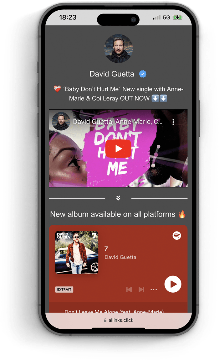 Lien en bio avec Allinks
