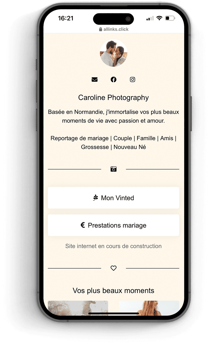 Lien en bio avec Allinks