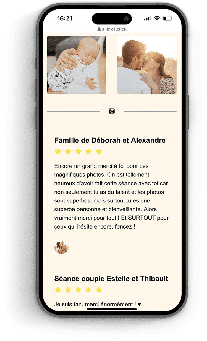Lien en bio avec Allinks
