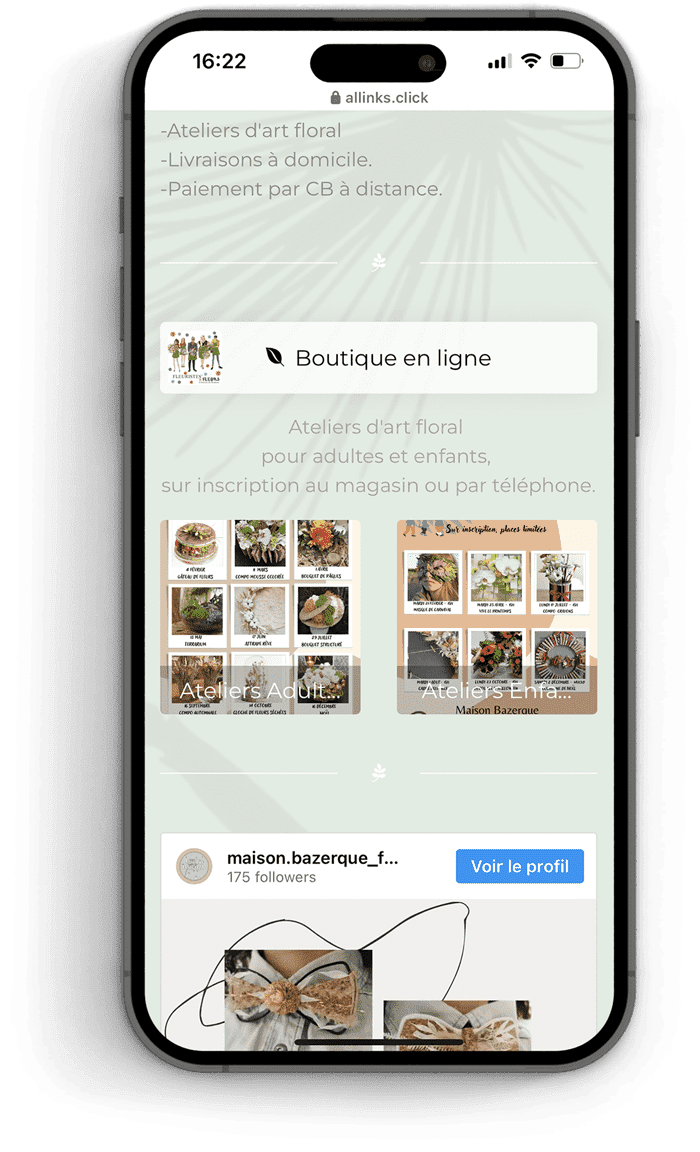 Lien en bio avec Allinks