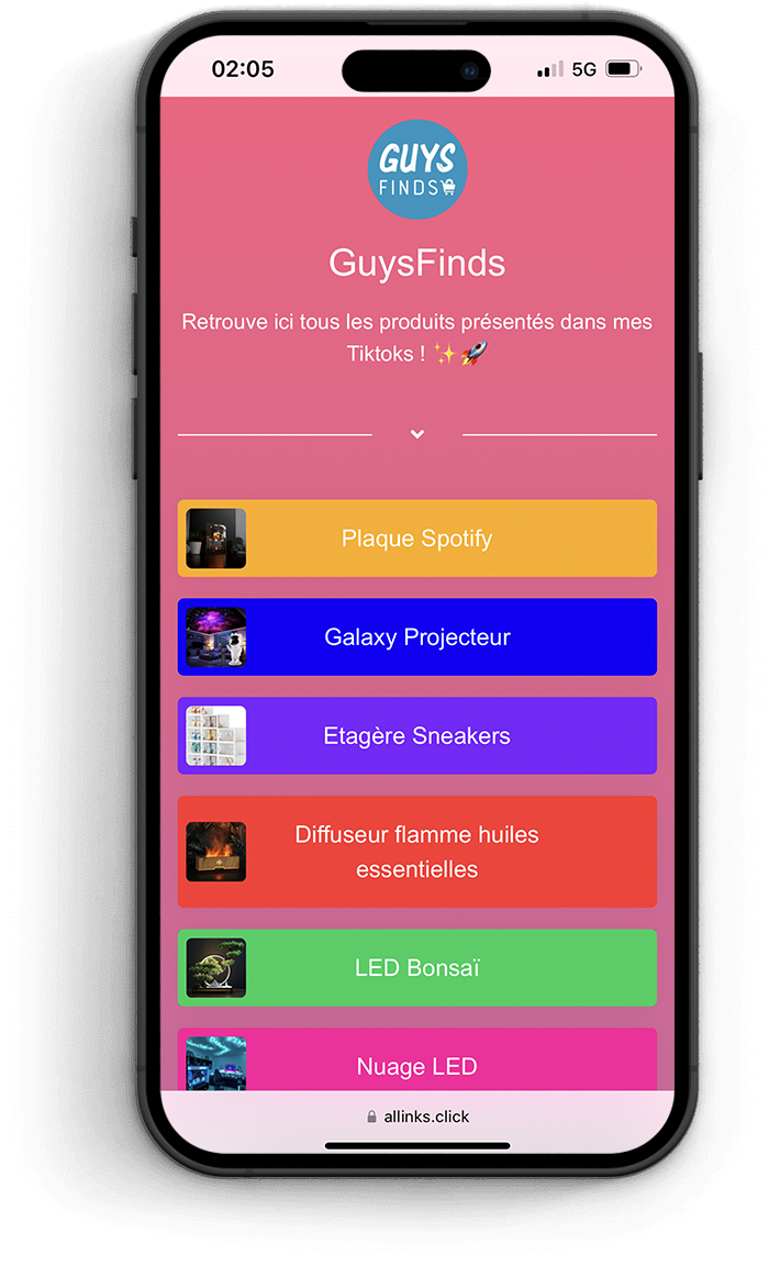 Lien en bio avec Allinks