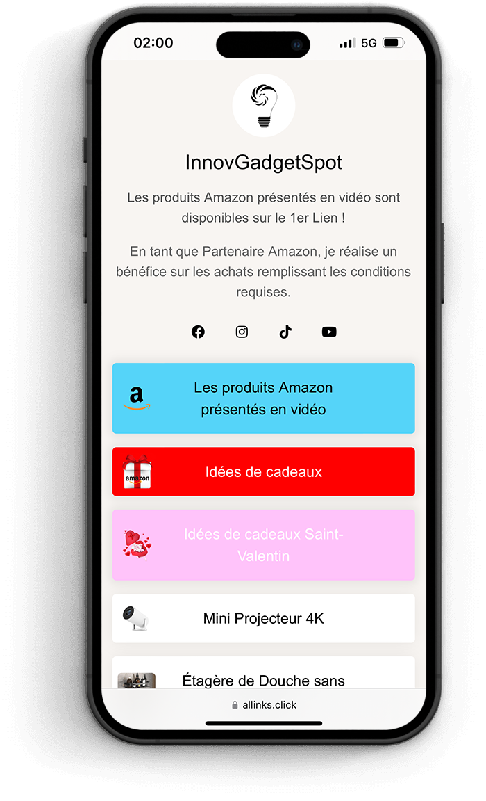 Lien en bio avec Allinks