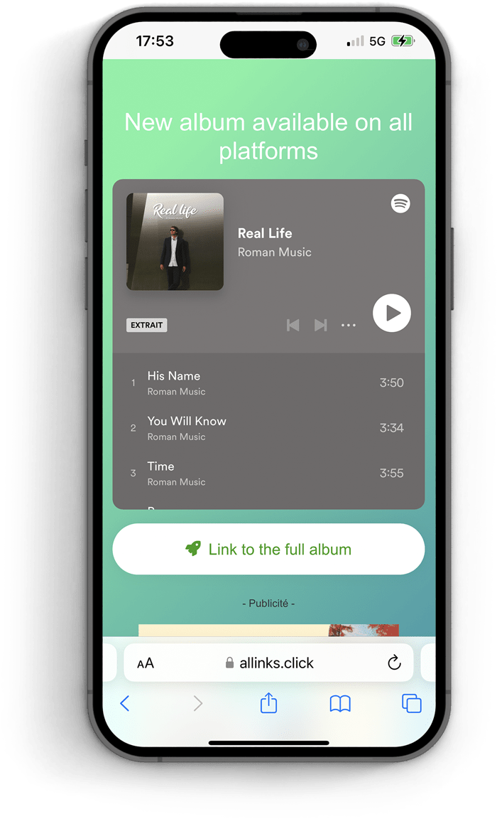 Lien en bio avec Allinks