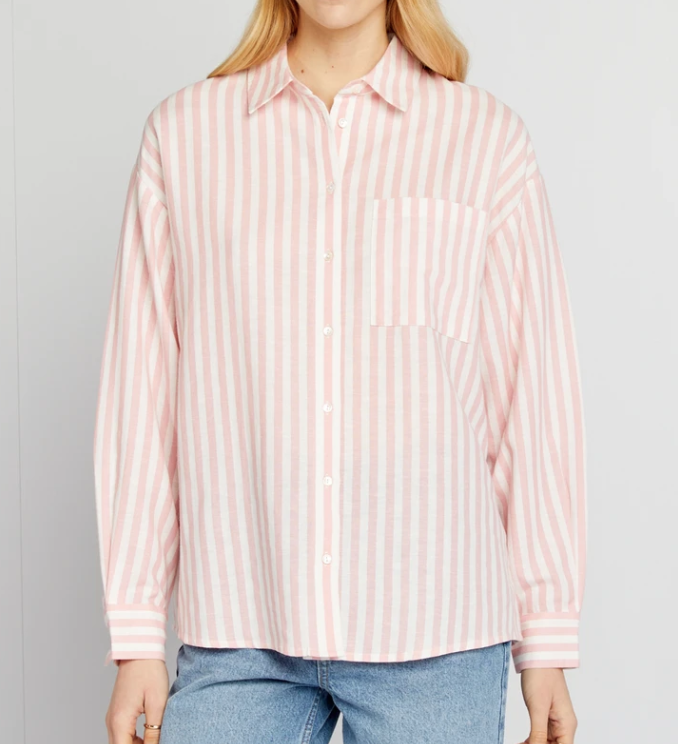 chemise rayée rose kiabi