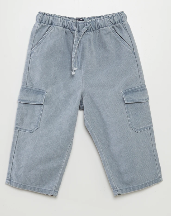pantalon cargo poches bleu kiabi